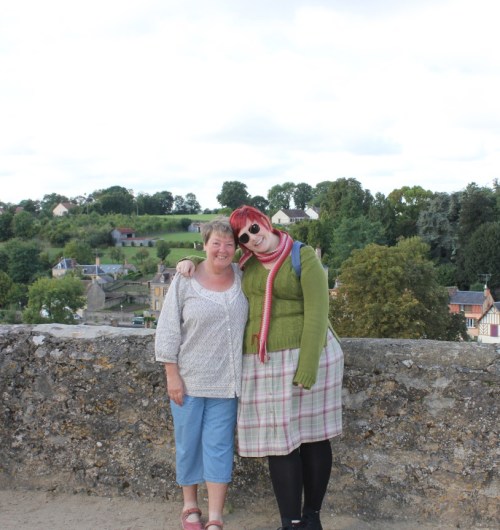 My aunt and I, hanging out near (yet another) chateau in Frênes.